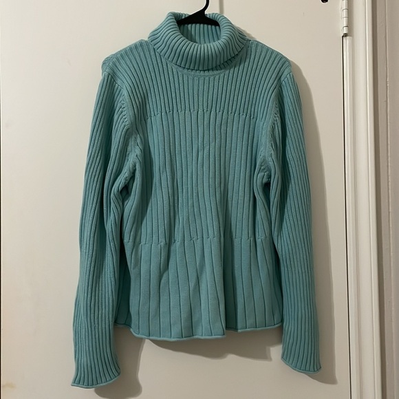 J. Jill Blue Cowl Neck Sweater with Ribbed Texture Size XL - Picture 1 of 4